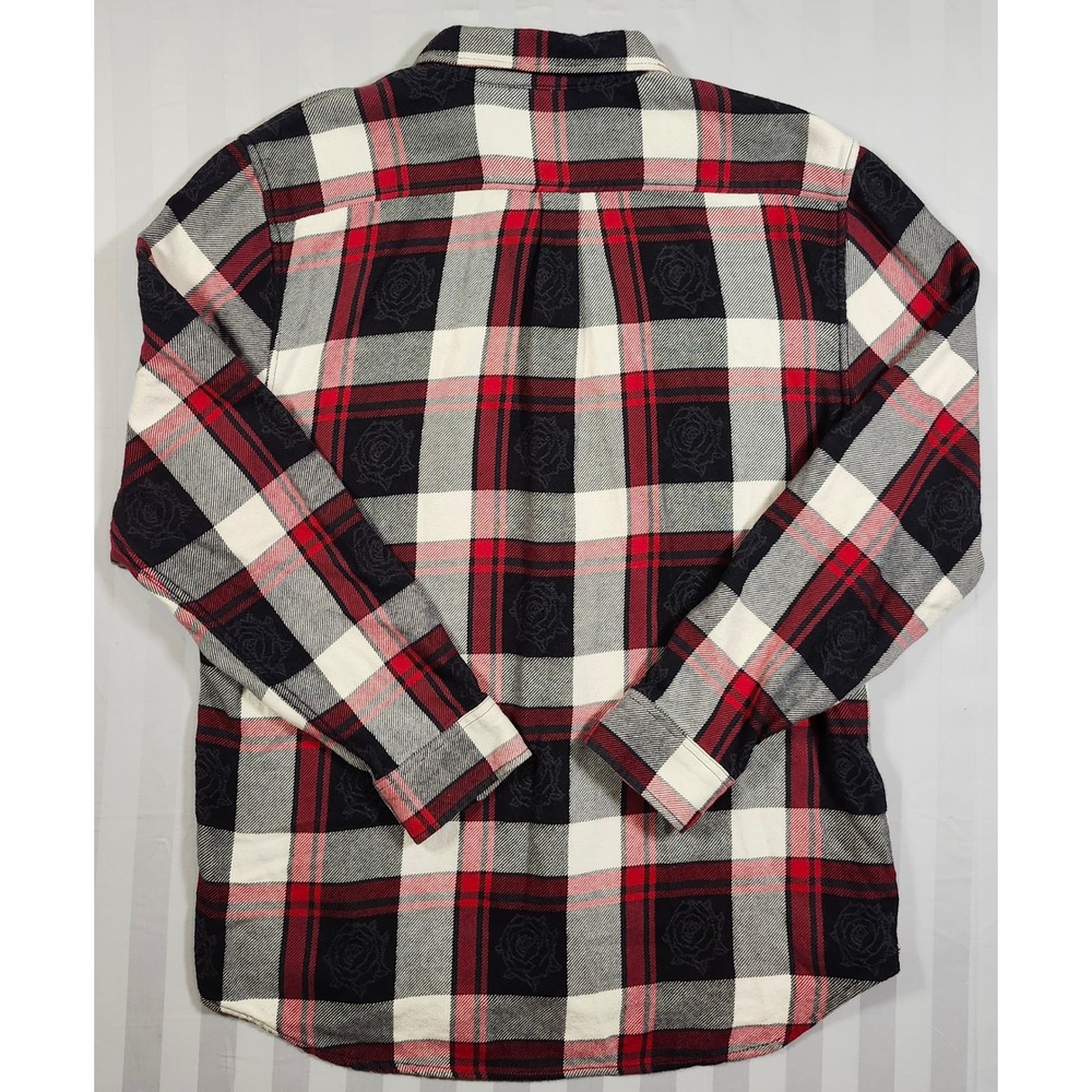 Vans Kyle Walker Rose Plaid Flannel Shirt Mens XL Red Black Button Skate 0031 - Picture 3 of 8